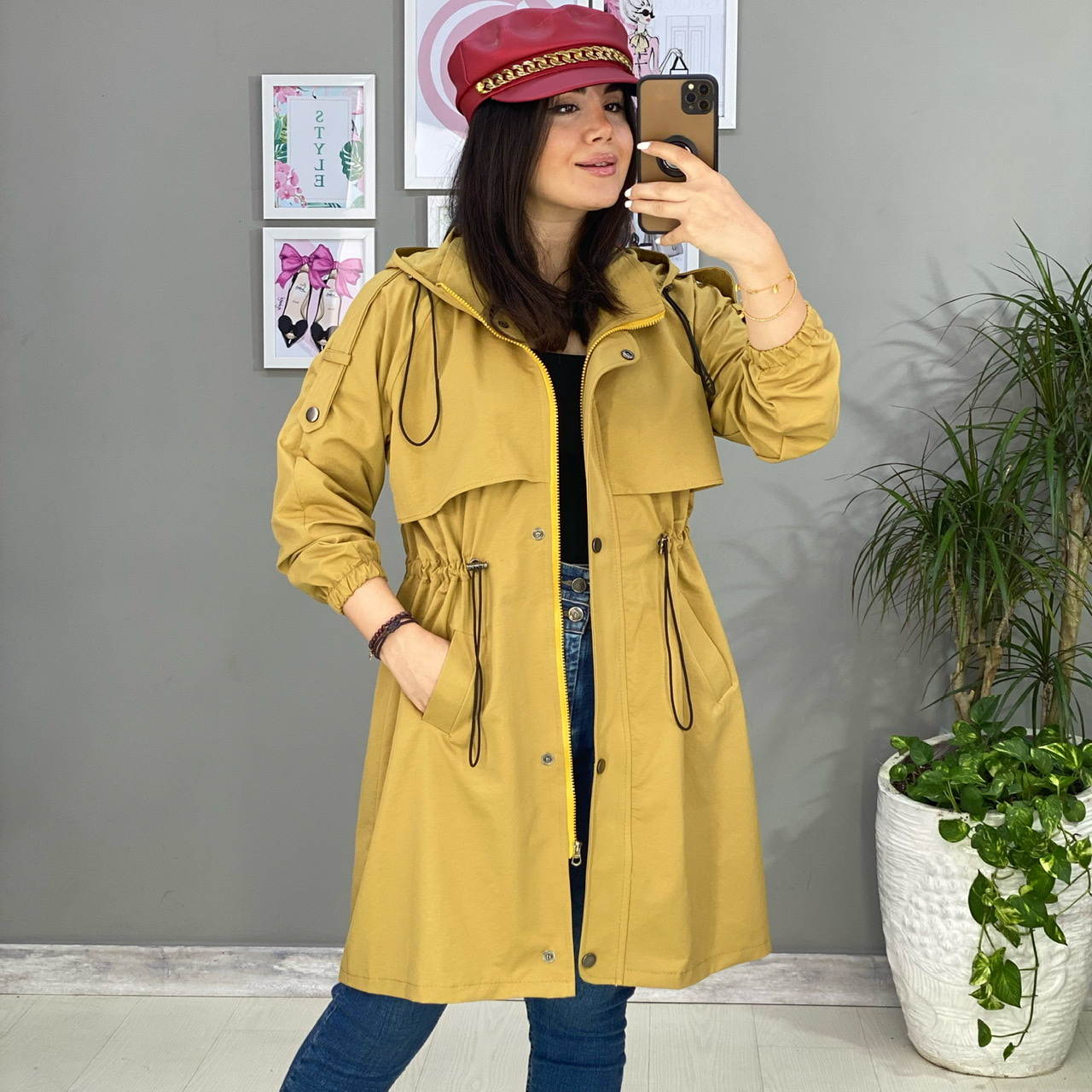 بارونی ژیله دار کمر گتر کد 2069
