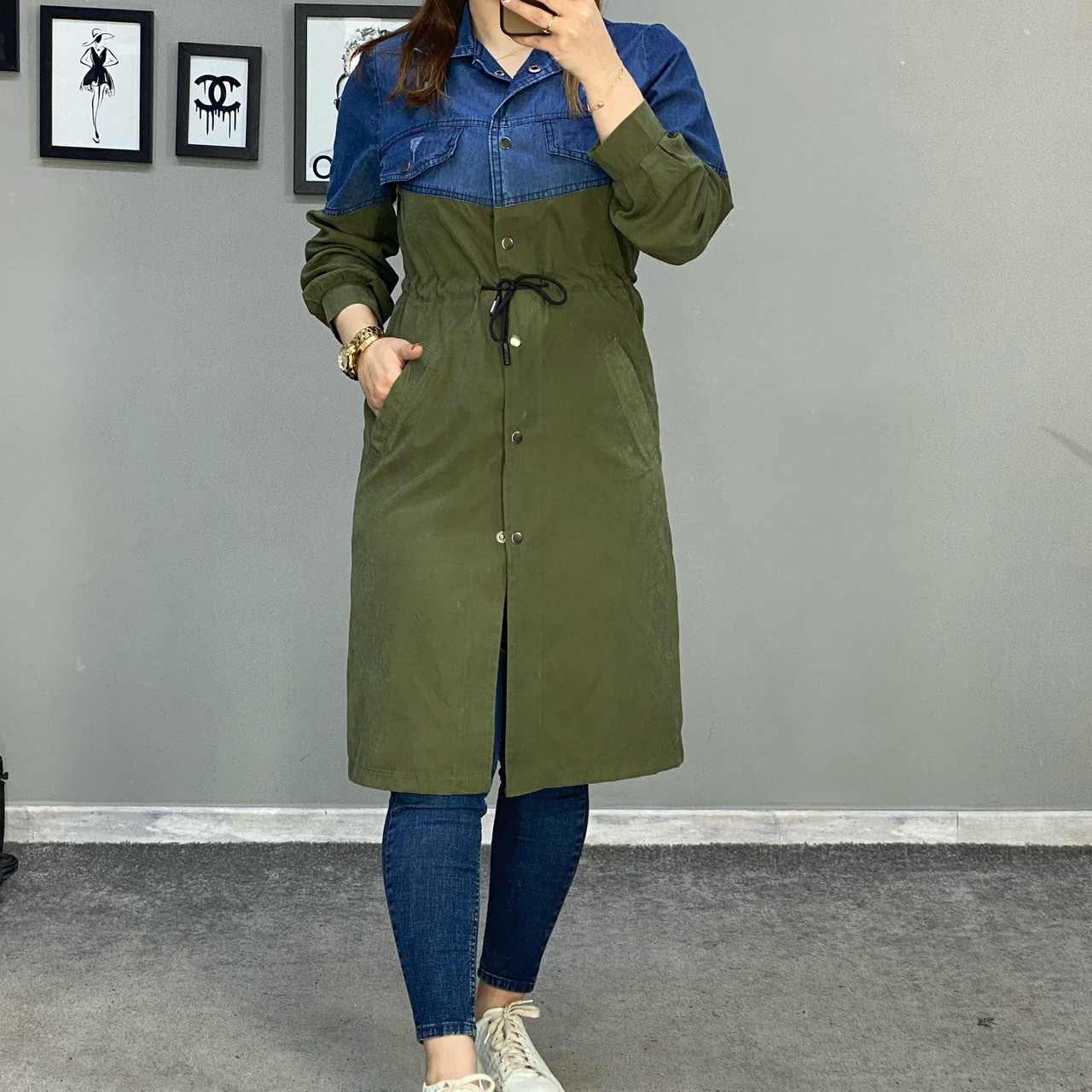 مانتو ترکیبی میکرو و جین بلند کد 1591