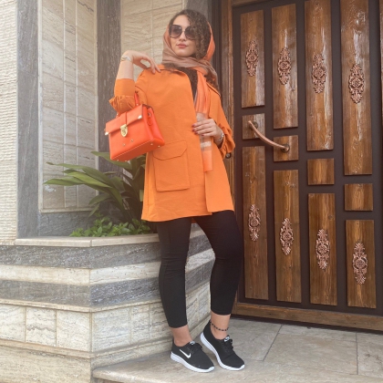 مانتو آستین سندبادی رنگ آجری 