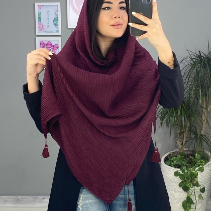 شال پلیسه  منگوله دار کد 2271