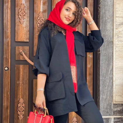 مانتو آستین سندبادی رنگ مشکی
