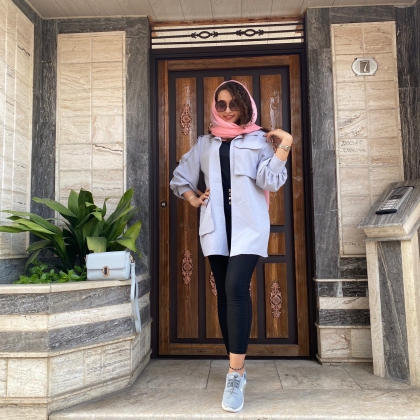 مانتو آستین سندبادی رنگ طوسی